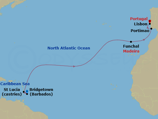 Caribbean & Atlantic Passage &mdash; Route Map