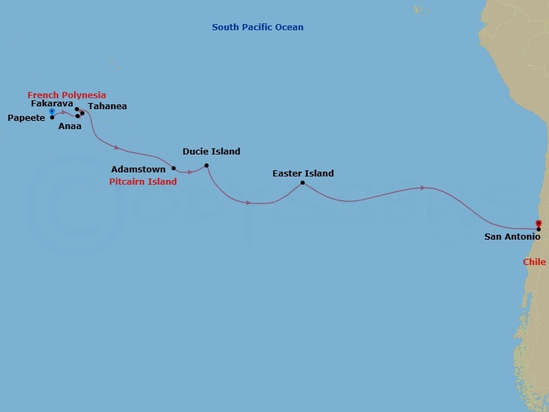 Easter & Pitcairn Islands: Marooned, Moai & Mutineers &mdash; Route Map