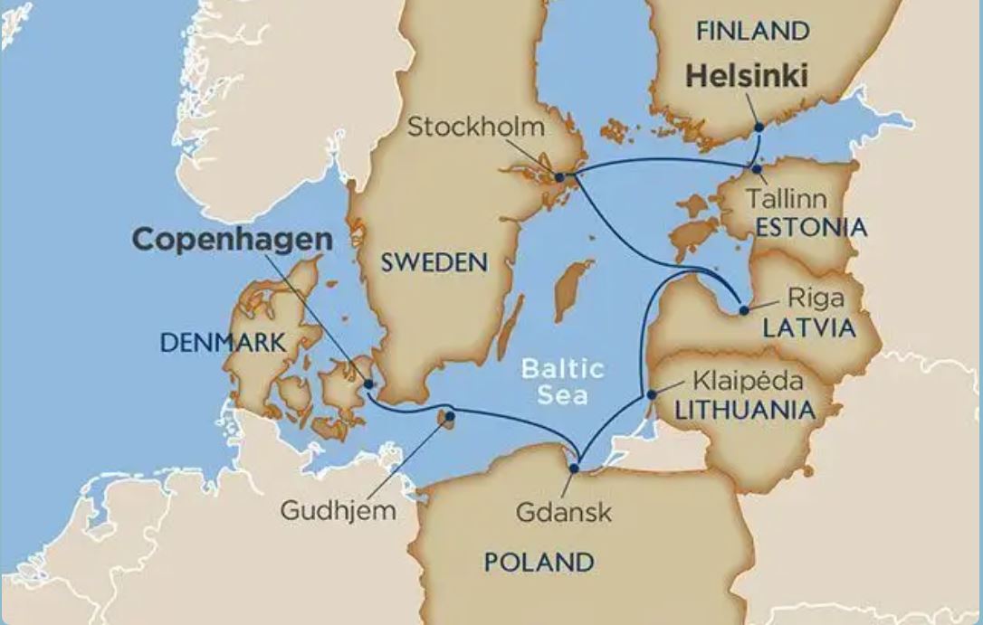 Seven Gems of the Baltic route map