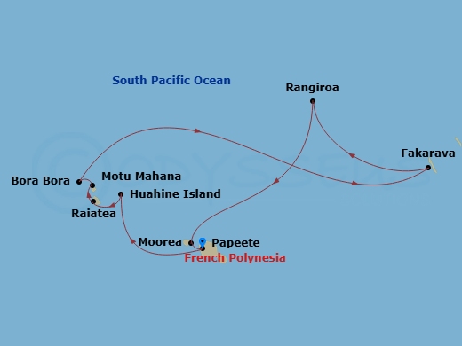 Society Islands & Tuamotus route map