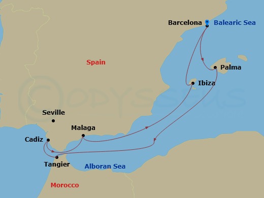 Spain & Morocco Solar Eclipse route map