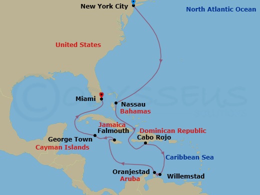 Route map: Sun Kissed Soiree &mdash; New York to Miami