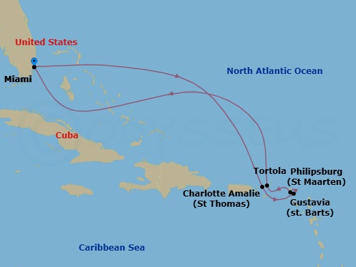 Sunlit Caribbean Gems route map