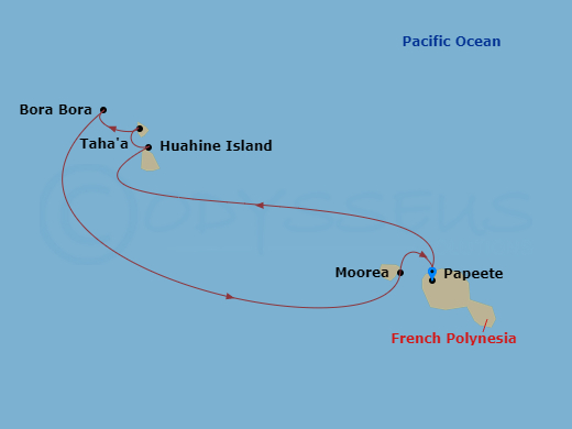 Tahiti & the Society Islands route map