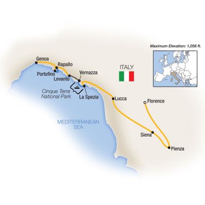 Route map: Florence &middot; Lucca &middot; Portofino &middot; Genoa