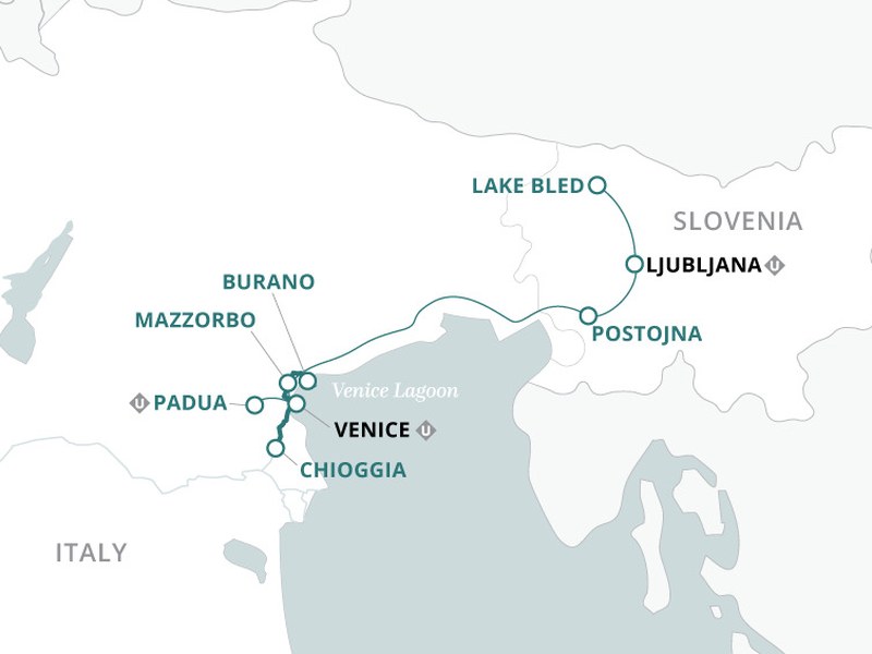 Slovenia, Venice and the Jewels of Veneto itinerary map