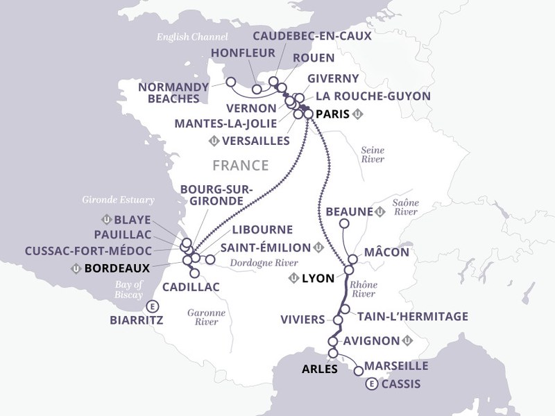 Ultimate France itinerary map