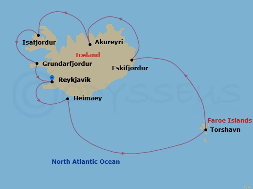 Route map: Verdant Iceland &mdash; Roundtrip Reykjavik