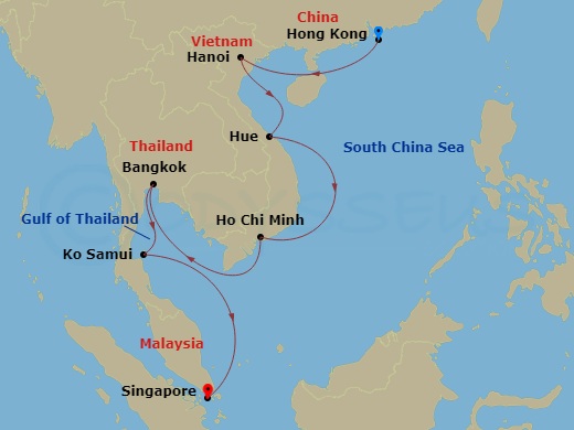 Vietnam & Thailand route map