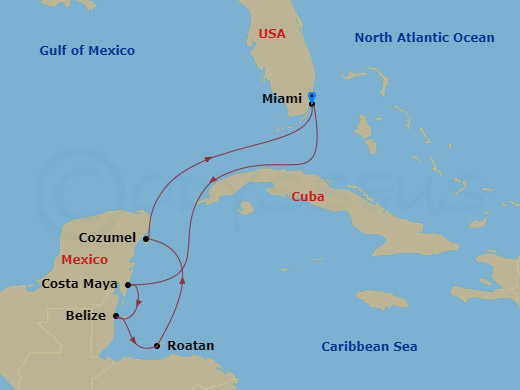 Western Caribbean Vistas route map