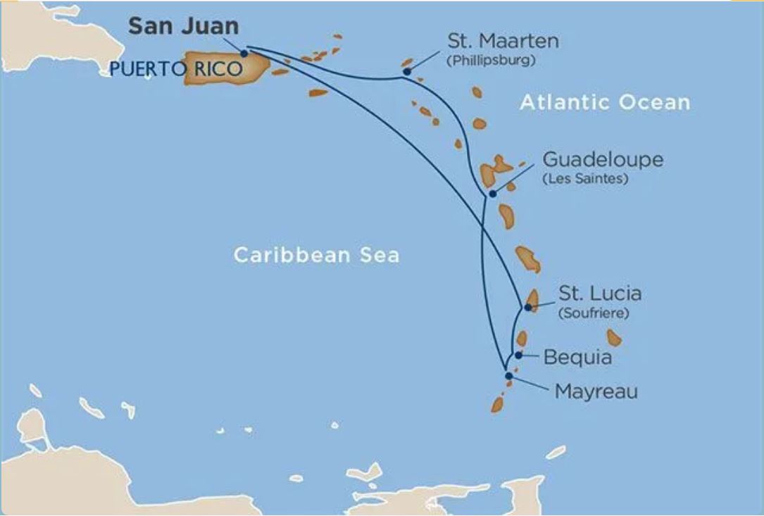 Windward Islands Surf & Sunsets route map