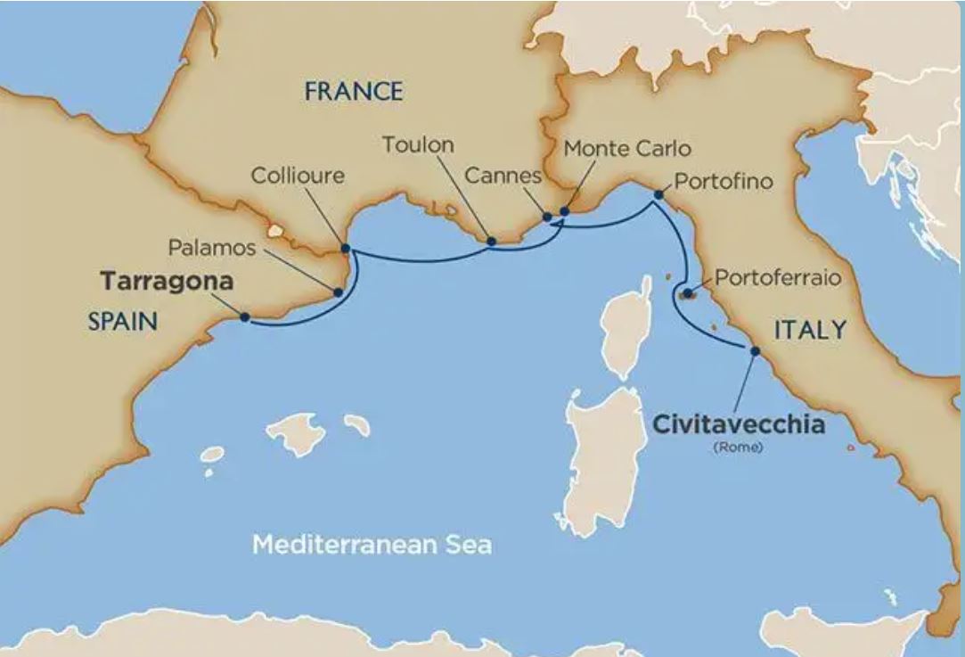 Yachtsman&rsquo;s Harbors of the Rivieras route map