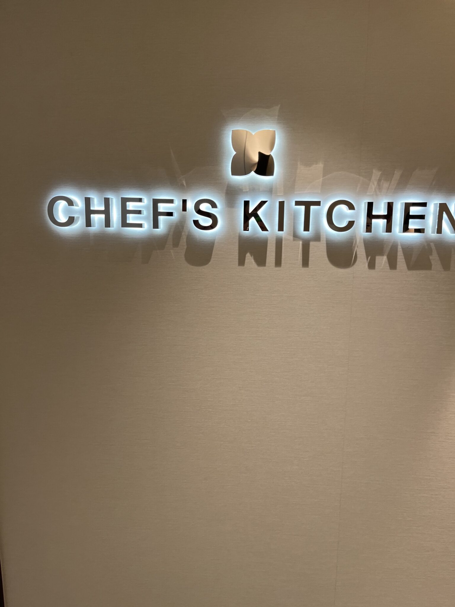 Chef's Kitchen illuminated sign aboard Explora Journeys